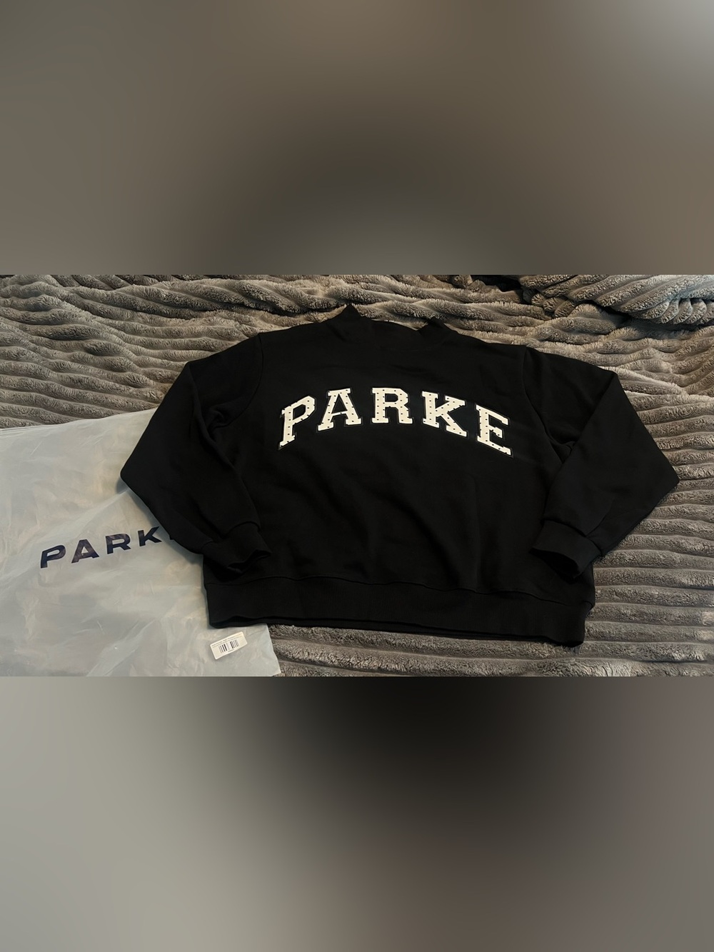 Parke NIB Black Mockneck with Polka Dot letters